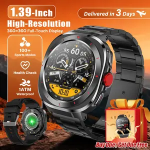 [SpringBreak Buy 1 Get Gift] Ultra HD Tech Smartwatch with 1.39” Display, Real-Time Fitness Tracking, Compass Dial, Bluetooth Calls, 1ATM Water Resistant