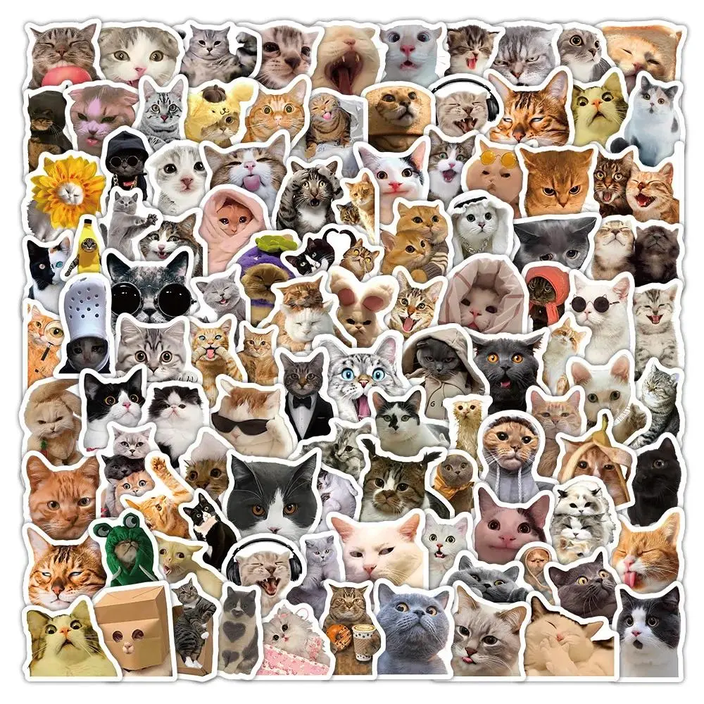 104 Pcs Funny Goofy Cat Stickers - Whimsical Feline Decals for DIY Journals, Phone Cases & Water Bottles Papery Pop Store