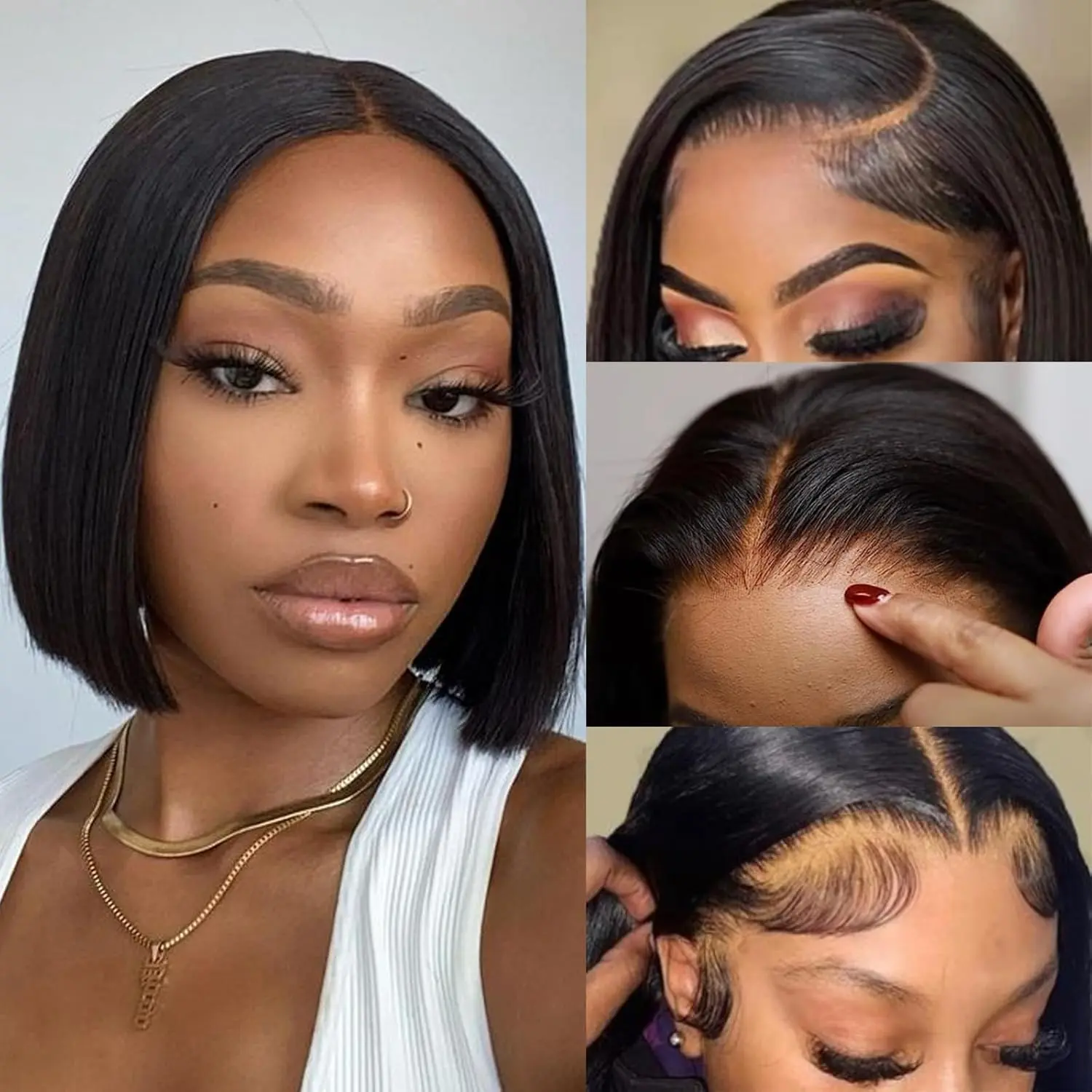 13x4 Lace Front Bob Wig Human Hair 180% Density Pre Plucked Straight Bob Wig Human Hair Straight Lace Front 10 Pre Plucked 13x4  main image 2