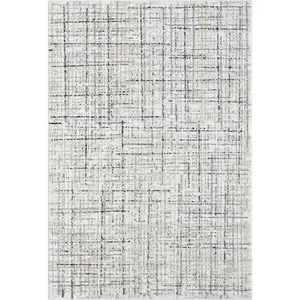 Hailey Neutral Beige Grey Crosshatch Area Rug