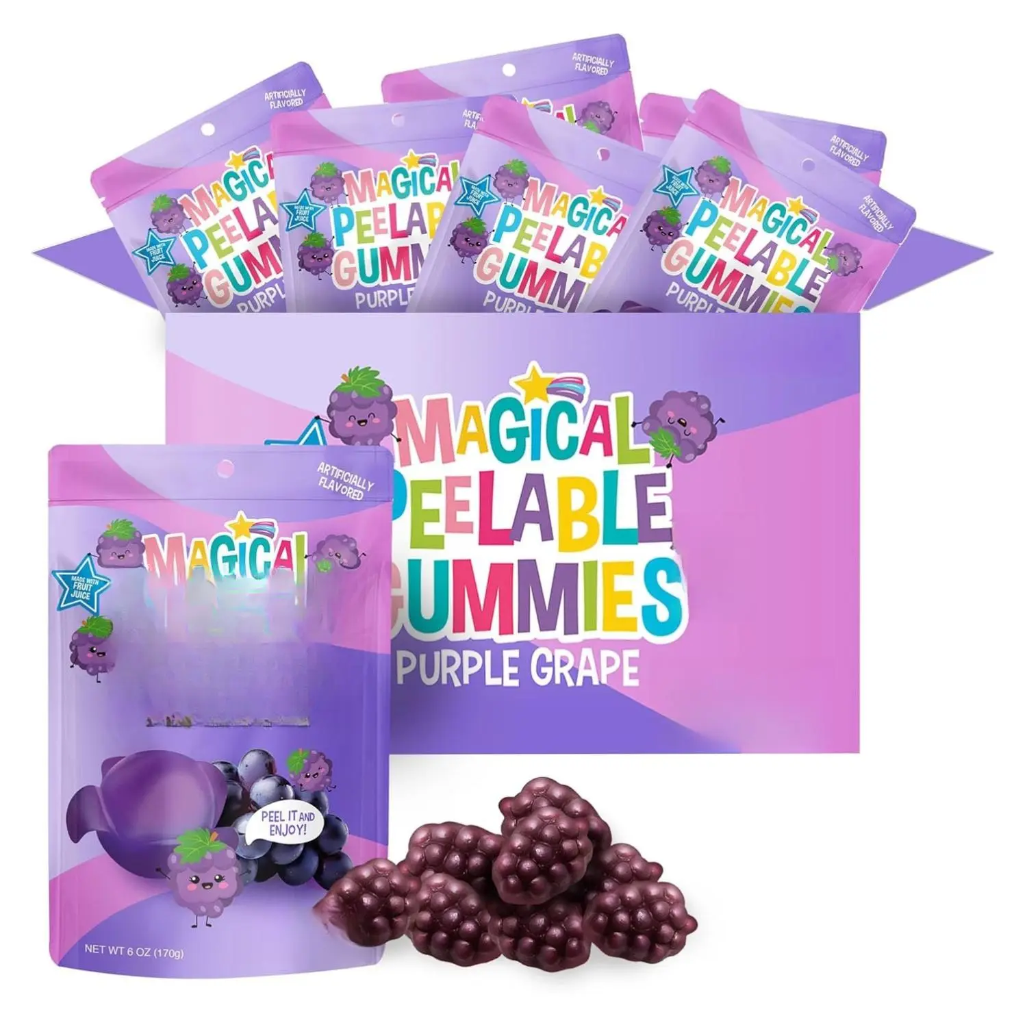 Peelable Purple Grape Gummies ~ 6 OZ (6 PACK)