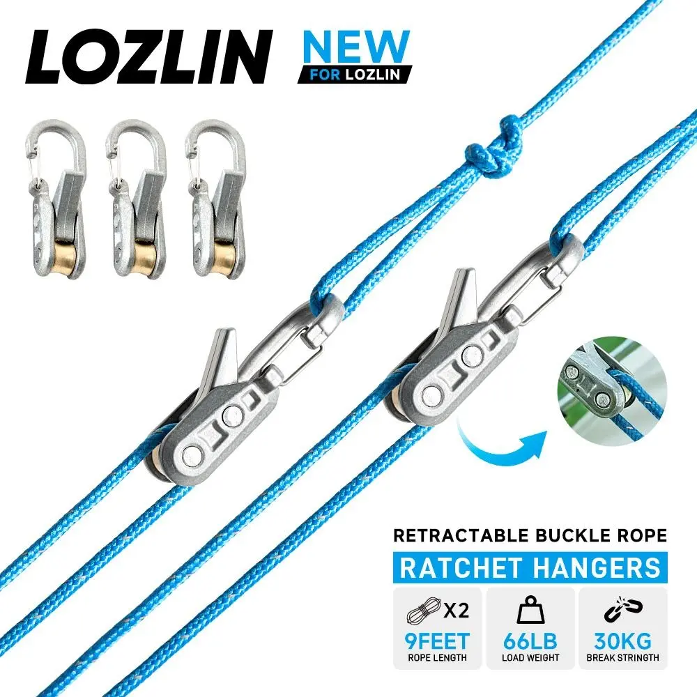 LOZLIN 6PCS Outdoor Gear Lanyard Set with Case – Retractable Safety Tethers for Camping, Hiking, Backpacks & Tents, Anti-Loss Coiled Cord Kit, Travel Accessory