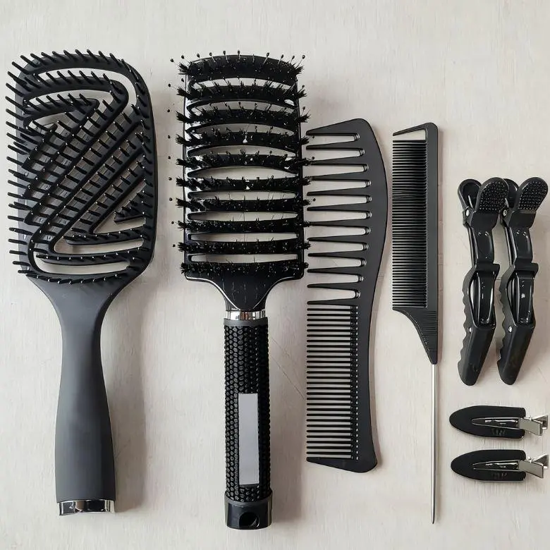 Sunber Hair Brush Comb Set For Curly Hair With Detangling Brush Set Hair Styling Comb Clips Set For All Hair Types