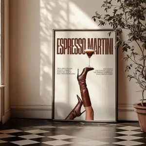 [ SALE UP TO 30% ] Espresso Martini Digital Download Wall Art, Art Print, Home Decor, Martini Print, Cocktail Poster, Bar Decor, Trendy, Modern Retro Vintage