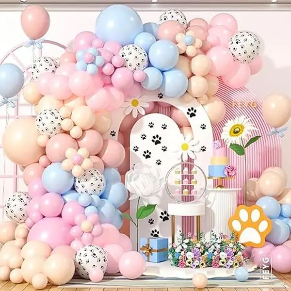 Paw Balloons Arch Kit, Paw Dog Birthday Decorations Paw Balloons Garland Kit with Pink Purple Blue Orange Balloons Paw Print Balloons for Puppy Paw Themed Birthday Party Baby Shower Party Supplies