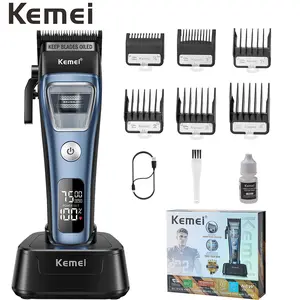 Kemei KM1911 Professional Hair Clipper with a DLC blade and a brushless motor, LED display, and charging base design. An ideal gift for the holiday season.