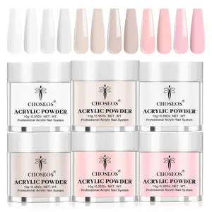 Acrylic Powder 6pcs Pink Series Nail Polish Set, 6 Light Pink/Rose Pink Sakura Pink Nail Polish Starter Kit, French Manicure Salon DIY, No Need for Nail Lamp