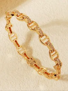 Vintage Hollow Out Series Women's Zircon Bracelet, Geometric Pattern, Elegant Daily Wear, Party Jewelry, Perfect Gift for Friends, All Seasons