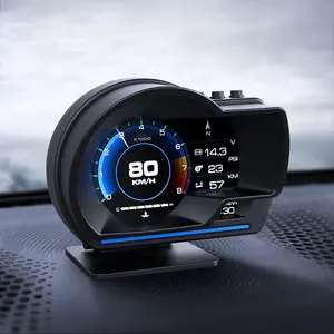 Multi-Function Car Hud Obd2 GPS, Clear Speedometer and Tachometer Display, Real-Time Water Temperature Monitoring, Over-Speed Alert, Universal Vehicle Head-Up Display System
