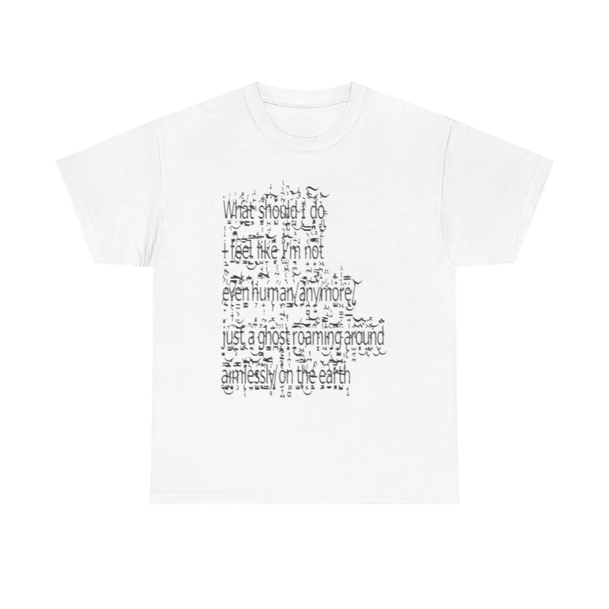 Men's 'What Should I Do' Poem Graphic Short Sleeve Tee - 100% Midweight Cotton Knit Elastic Fabric, Classic Fit Round Neck, DTG Typewriter Font Print, Soft Seamless Streetwear Top for Casual Year-Round All Seasons Wear, Dtg Printing, Year-Round Wear