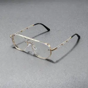 Men's Business Style Metal Frame Eyeglasses, Vintage Trendy Top Bar Design Eyeglasses for Everyday Use, Fashion Accessories for Outdoor Activities, High Quality Eyeglasses