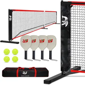 Pickleball Net for Driveway, Portable Pickleball Net System with Regualtion Size 22FT Pickle Ball Net, Outdoor Pickleballs, Carry Bag, Weather Resistant Metal Frame