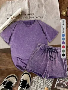 Two-piece Set Women's Solid Color Short Sleeve Tee & Shorts, Casual Basic Minimalist Fitted Round Neck T-shirt & Shorts, Summer Daily Clothes Set for Ladies Outdoor Holiday, Womenswear, Athletic Activewear