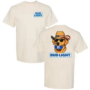Bud Light Beer Golden Retriever T-shirt - Dog Lover T-shirt - Crewneck T-shirt - Beer and Dog T-shirt - Gift for Men - Full Size Range - Mix and Match
