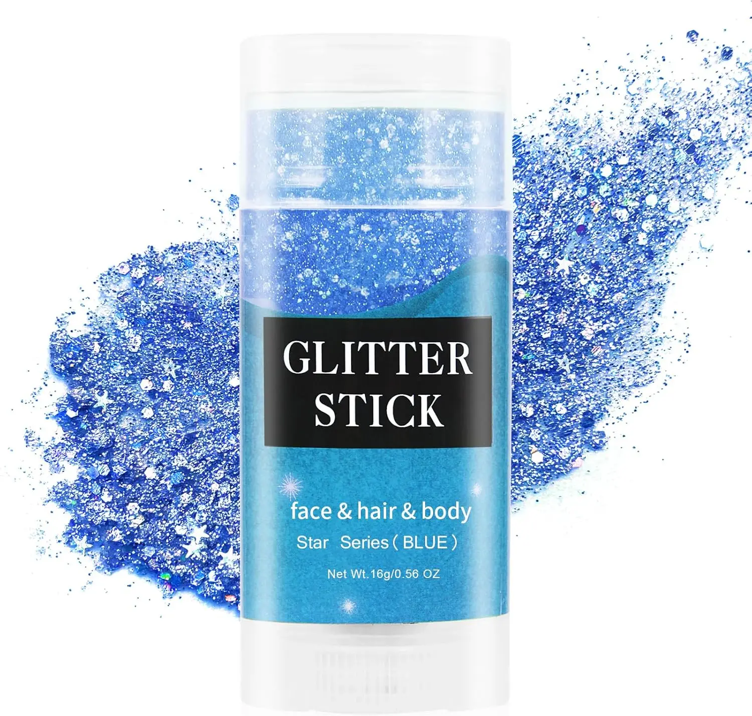 Blue Face Body Glitter Stick,Blue Hair Face Glitter Makeup,Mermaid Chunky Glitter Face Paint,Waterproof Sparkle Festival Rave Accessories for Women