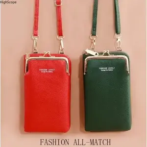 Water Resistant Lychee Texture Crossbody Wallet, Multi Pocket Crossbody Bag, Small Phone Pouch for Sports Outdoor Gym