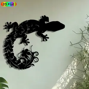 1pc Floral Gecko Metal Wall Art, Ornate Lizard Statue Mural, Intricate Craftsmanship, Artistic Metalwork, Perfect for Housewarming, Garden Party Decor, Perfect for Garden Fence Patio Wall Living Room Decor, Ideal Gift for Reptile Enthusiasts.