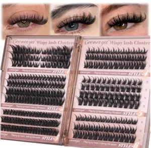 Geeneiya Wispy Lash Clusters 6 Styles Eyelash Clusters Natural Cluster Eyelash Extensions D Curl Individual Lashes 9-16mm DIY Lash Extension for Beginners(Wispy/Manga/Cat Eye/Natural/Spiky/Cross)