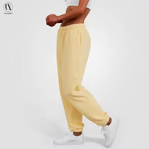 AUTOMET Oversized Minimalist Sweatpants for Women Fitted Casual Bottoms in Canary Yellow Comfortable & Stylish Womenswear