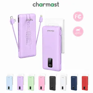 charmast Portable Charger with Built-in Cables and Wall Plug, 10000mAh USB C Portable Power Bank, Potable Phone Charger, Travel Essentials Compatible with iPhones, Samsung Galaxy, iPad   #DealsForYouDays Micro Smartphone Chargeable Compact Charging
