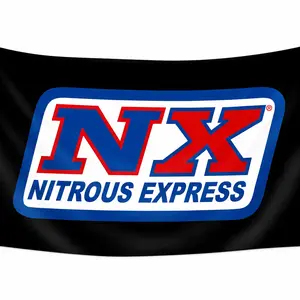 Nitrous Express banners and NX-Racing banners are single-sided printed backdrops suitable for indoor and outdoor decoration, houses, patios, garages, and other locations.