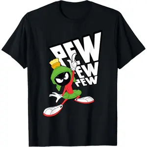 Men's Short Sleeve Leisurely Top Looney Tunes Marvin The Martian Pew Pew Pew T-Shirt