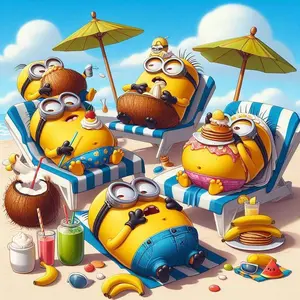 5D DIY Full Drill Diamond Painting - Diamond Art Kit Minions, Beach. Mosaic Canvas DIY Wall Art, Home Wall Decor, Diamond Painting Kits.