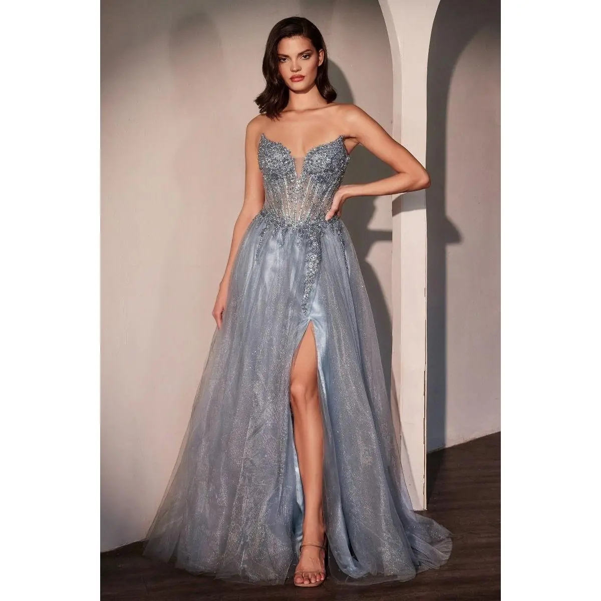 Cinderella Divine -CC487 A-line Layered tulle Prom Gown