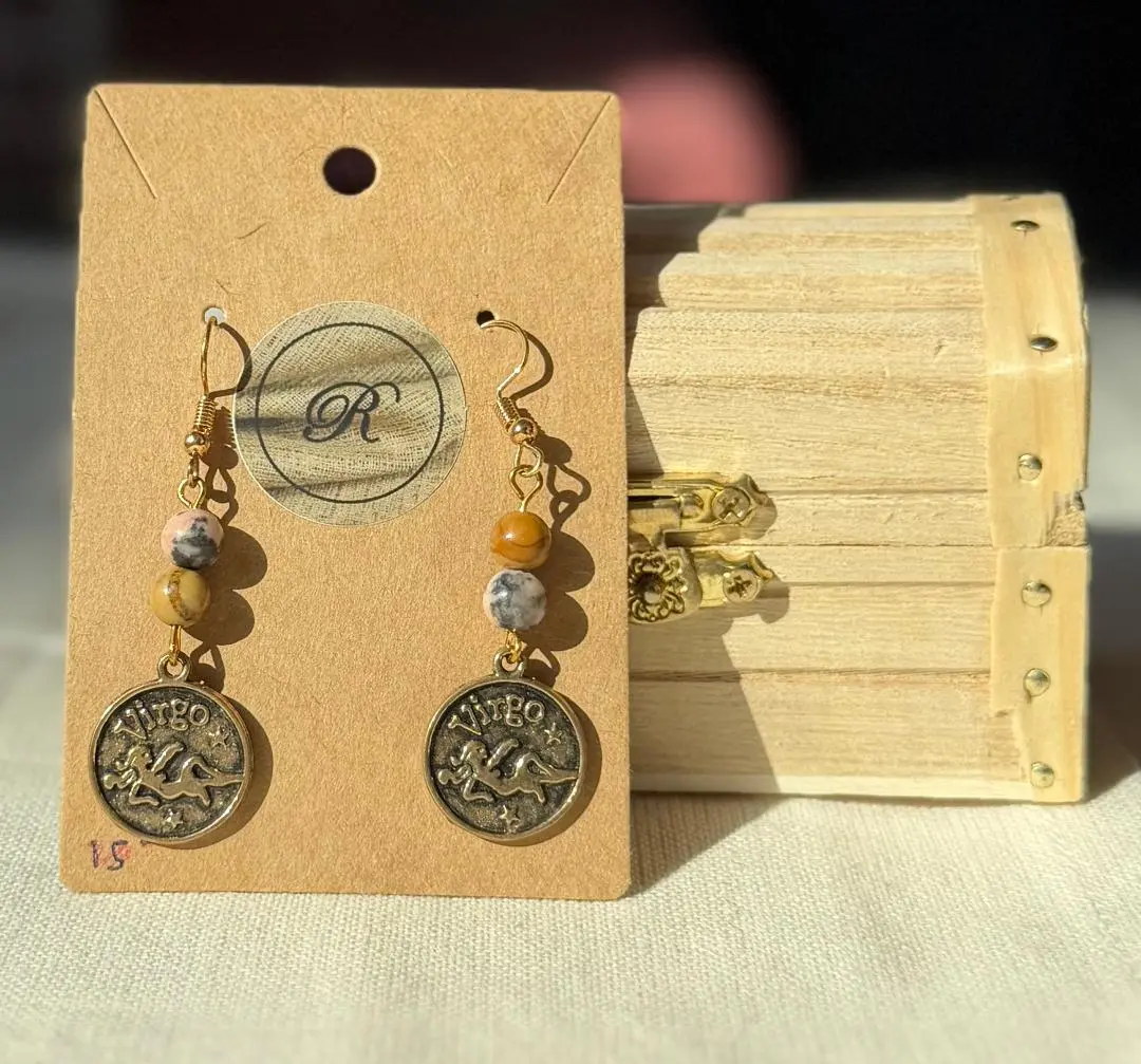 Natural Stone Zodiac Earrings-Virgo