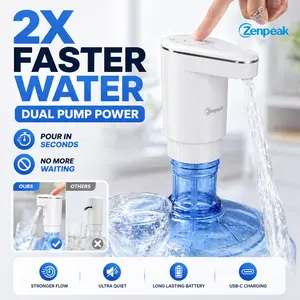 Zenpeak Dual Pumps Electric Water Pump, 2X Faster Flow Water Dispenser Pump, Dual Spouts, 3 Modes One-Touch, Quiet, USB Charging, Fits 2-5 Gallon Water Jugs, Portable for Home Kitchen Office Camping, dispenser, White, Summervibes tiktokshopspringglo summe