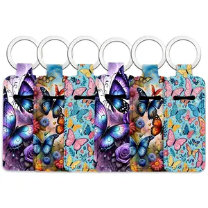 6 pcs flower Pattern Lipstick Storage Bag Set for Women - Portable Outdoor Lipstick Pendant Floral Pattern Keychain Accessory - Portable, Elastic, and Compact Design, Suitable for Both Men and Women - Perfect for Home and Travel