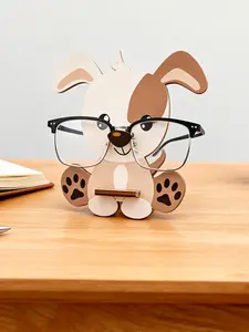 Cute Dog Wooden Eyeglass Holder, Handmade Eco-Friendly Display Stand, Perfect Office Desk Decor, Ideal Gift for Holidays and Birthdays
