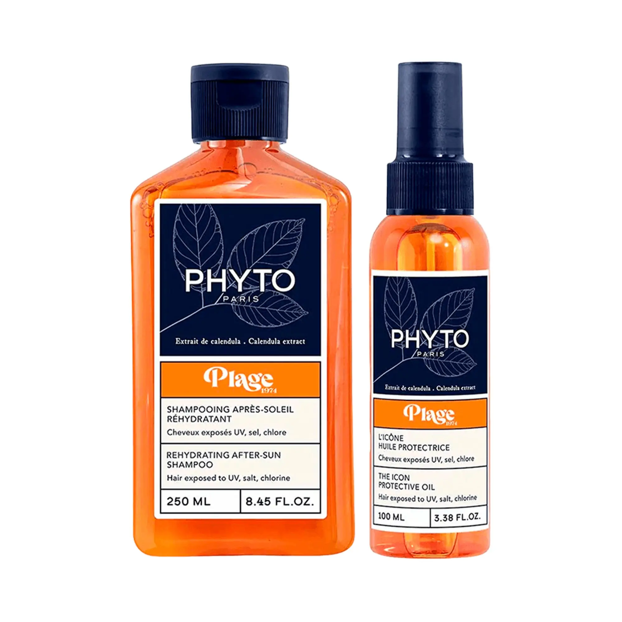 PHYTO PLAGE After Sun Haircare Duo with Karanja Oil, Cleansing Shampoo & Protective Oil for Moisture and Radiant Shine, Sun Protection