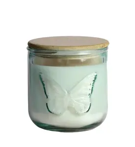 Reusable Candle Soy Coconut Wax Butterfly Glass Jar Bamboo Lid Clean Phthalate Free Fragrance
