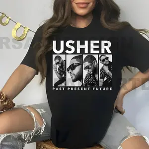 USHER Shirt Usher Past Present Future World Tour Shirt Vintage Bootleg Rapper Graphic Tee Rap Hip Hop Merch Men Women Menswear