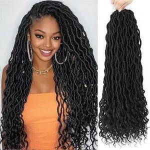 Faux Locs Crochet Hair 18 Inch(6 Pack), Boho Soft Crochet Locs with Curly Ends, Long Bohemian Goddess Locs Crochet Braids for Black Women afro kinky bulk hair Tight Synthetic Hair Weave