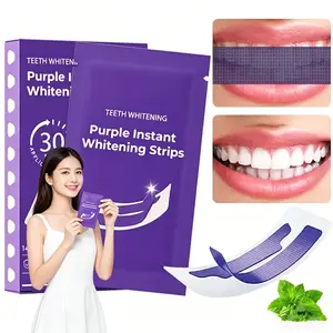 Whitening in 30 Minutes Purple Teeth Whitening Strips - Combining Whitening and Colour Correction 14/28/42 Whitening Sessions - Safe for Enamel - Non Sensitive Teeth Whitening - Peroxide-Free