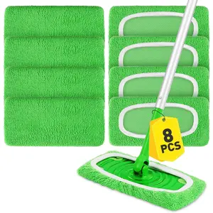 8PCS Reusable Microfiber Mop Pads Washable Wet Mopping & Dry Sweeping Replacement Pads Compatible with Sweeper, Multi-Surface Floor Cleaning Cloths for Hardwood, Tile & Laminate Floors