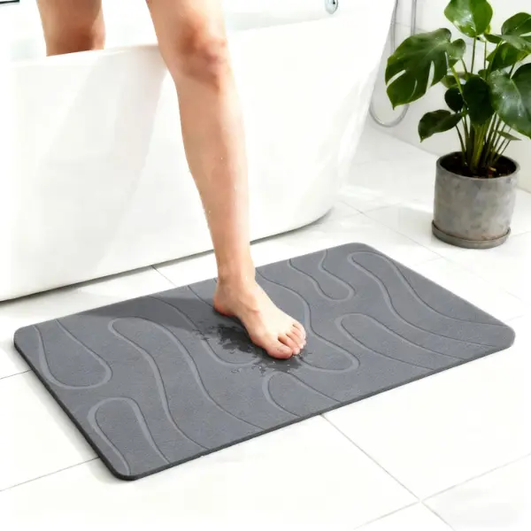 Gray Rectangle Diatomite Stone Anti-Slip Pad Bath Mat (16"x24") - Industrial Rustic Home Bathroom Supplies, Fast-Drying, Reinforced Grip, Super Absorbent, Easy to Clean, Decorative Minimalist Modern Decor, Multi-Use for Plants & Pet Care