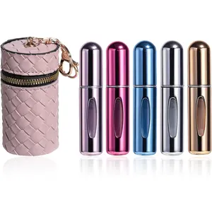 JPNK Mini Refillable Perfume Portable Atomizer Bottle 5PCS Travel Size Spray Refillable Refill Bottle 5 Ml with Travel and Outgoing Bag
