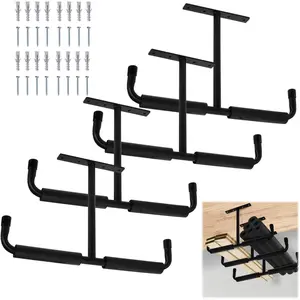 Overhead Garage Storage Hooks, 16.5" Heavy Duty Ceiling Mount Hangers, Double T-Bar Metal Ladder Ceiling Racks, Hanging for Bike, Pipe Lumber, Fishing Rod, Sports Equipment