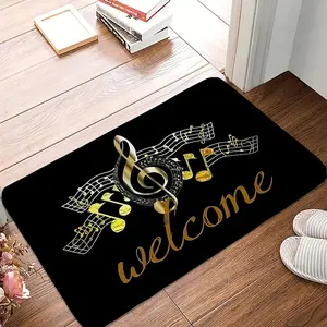 'VIKAMA Trendy Cool Musical Notes Flannel Carpet Living Room Bedroom Kitchen Balcony Floor Mat Soft Large Rugs Home Decoration'