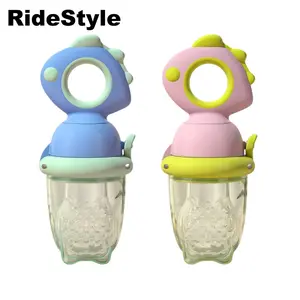 2 Pcs Silicone Fruit Teether, Rotating Push Type Fruit Feeder, Baby Food Push Spoon – Easy Baby Food Dispenser, Blue / Green / Pink