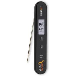 Shake Temp™ Instant Read Thermometer, Kinetic Energy Powered (No Batteries), Fast 2mm Step-Down Probe, Water-Resistant, Large LCD & Hold Function for Grilling Camping & Kitchen Use