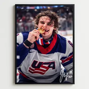 [Poster No Frame] Team USA Hockey Gold Poster – JH Olympics 2026 Wall Art, Hockey Gift Idea Fan Gift, Wall Art, Home Decor