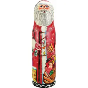 212 MAIN G.Debrekht Freehand Painted Russian Art Village Nested Dolls Santa Bottle Holder Ornaments Set - 15" Nested Christmas Decorations for Home & Party Supplies
