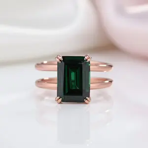 Rose Gold Emerald Cut Diamond Option Engagement Ring