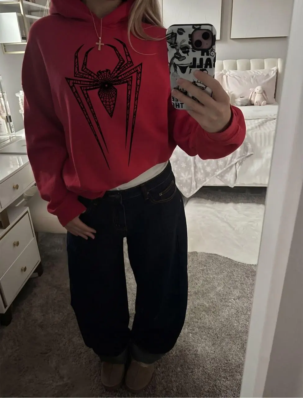 Spider Print Hoodie 6, Gothic Graphic, Vintage Emo Streetwear Short Sleeve Women's Y2K Aesthetic.