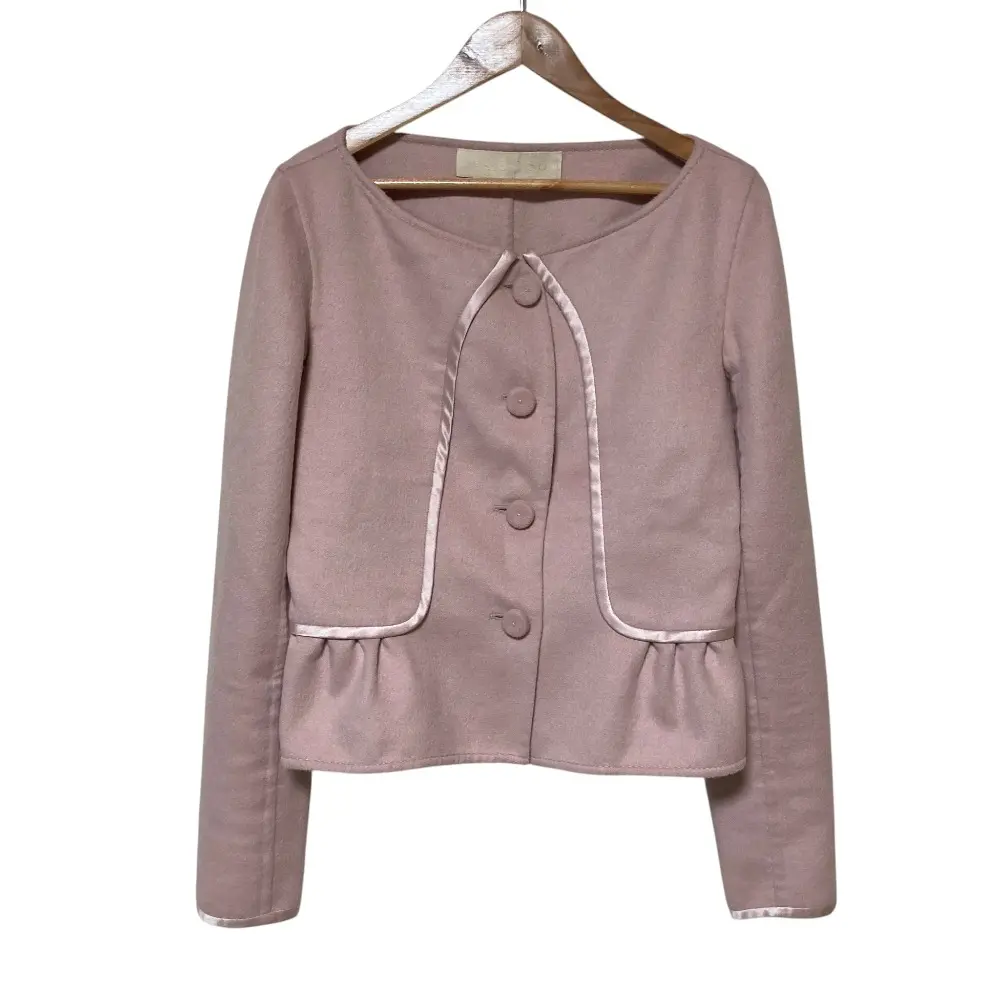 Pre-owned Valentino Wool Small Leather Goods Garavani Cashmere Peplum Jacket