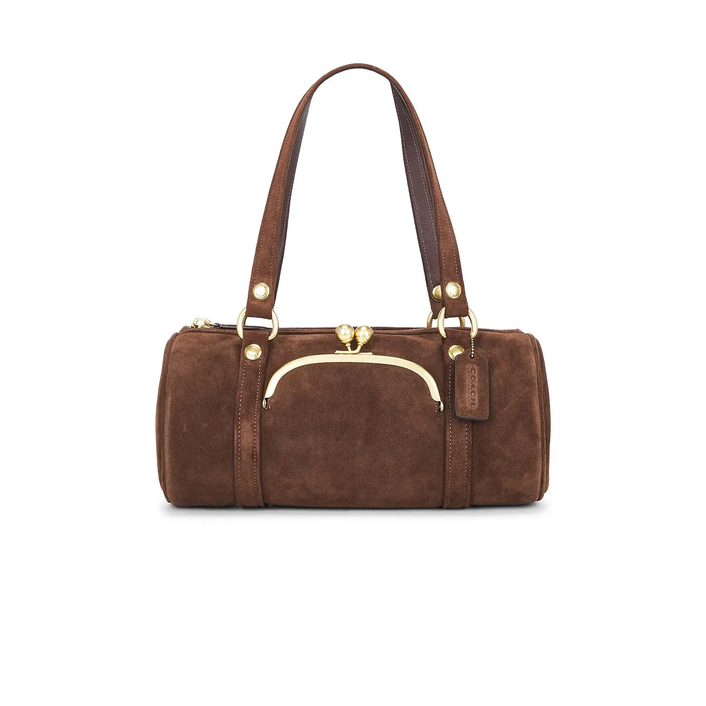 Coach Originals Suede Kisslock Barrel Bag in Dark Chocolate Suede Coach Originals Suede Kisslock Barrel Bag in Dark Chocolate Suede